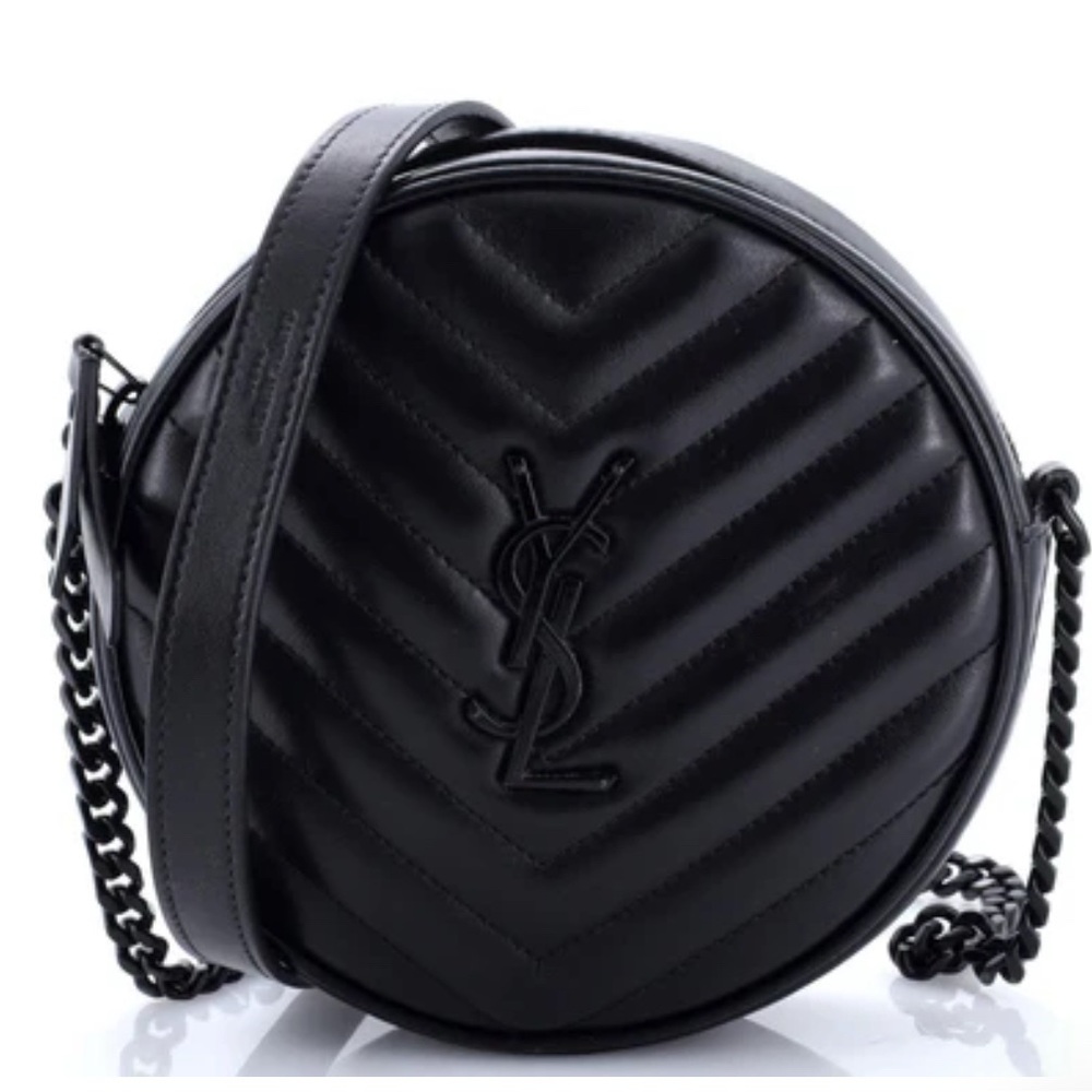 Yves Saint Laurent Black Chevron Crossbody Bag